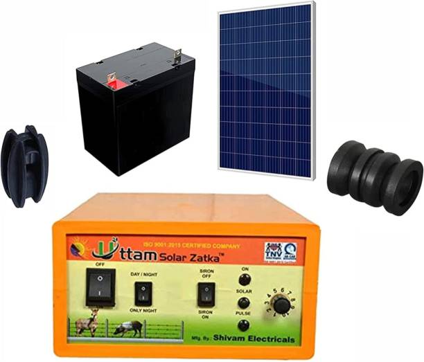Uttam Zatka Machine Solar Fence Energizer For Agriculture (Animal Protection System) With Solar Panel 20 Watt - 12 Volt Solar Panel And "AMARON Quanta 12V 26Ah SMF Battery " Full Kit (Yellow-(20 Acre) With 1 Year Warranty Machine/ 25 Year Warranty Solar Panel/6 Month Battery ) Gujarat No.1 Zatka Machine Company (Animal Protection System) (Fully Automatic) MPPT Solar Charge Controller
