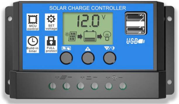 AMITOM 30A 12V/24V Solar Panel Charger Controller Dual USB LCD Display PWM A1 PWM Solar Charge Controller