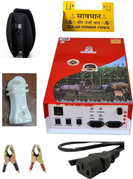 DIVINEMONK full kit DC Zatka Machine (300 Insulators,50 corner,warning board,battery clip) MPPT Solar Charge Controller