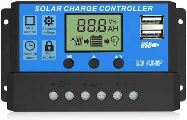SILONIX SMARTBUY 20A 12V/24V ABS Panel Charger Battery Regulator Dual USB LCD Display Pack of 1 PWM Solar Charge Controller