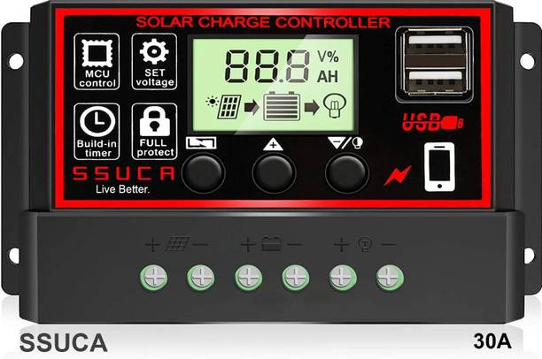 SSUCA 30A Intelligent Battery Regulator for Solar Panel LCD Display USB Port 12V/24V PWM Solar Charge Controller