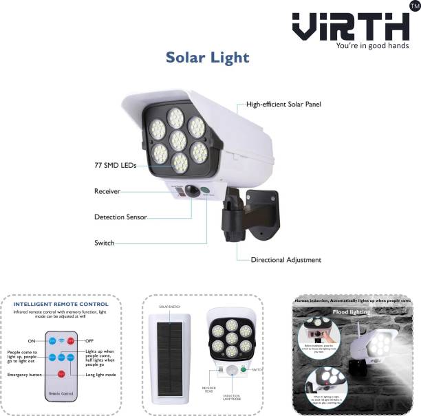 VIRTH Outdoor Motion Sensor Solar Lights Dummy Security Camera LED Solar Light Solar Light Set