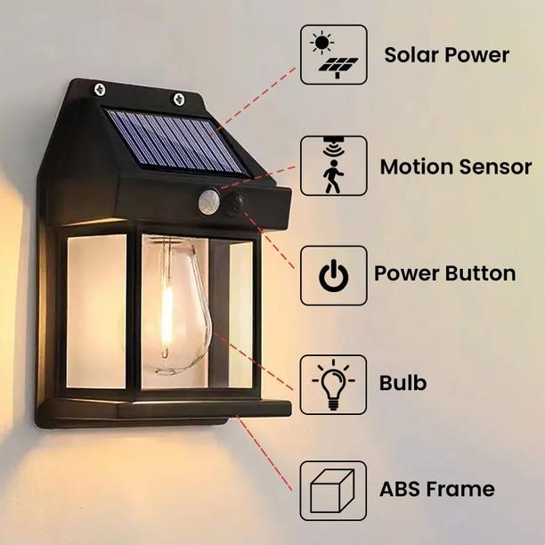FIRSTLIKE Solar Wall Lights Outdoor, Wireless Dusk to Dawn Porch Lights Fixture Solar Light Set