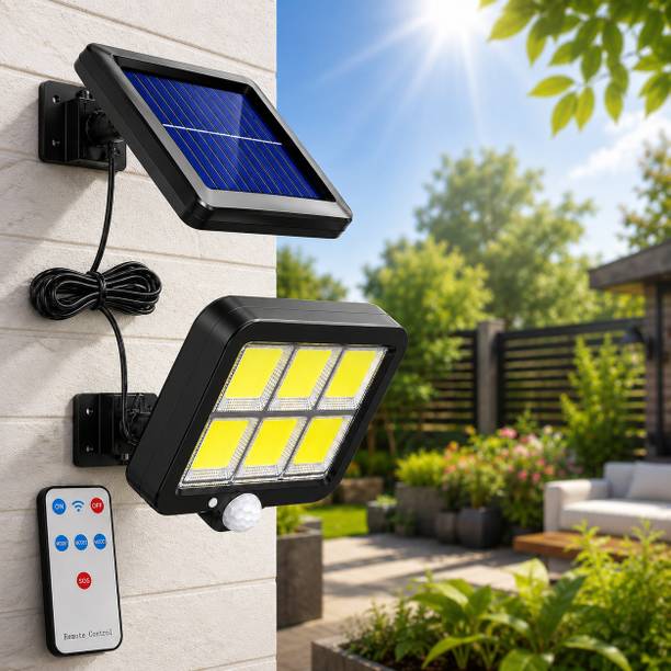 REMICH Solar Motion Sensor Light Outdoor,3 Lighting Modes, 120 COB LED Night Light Solar Light Set