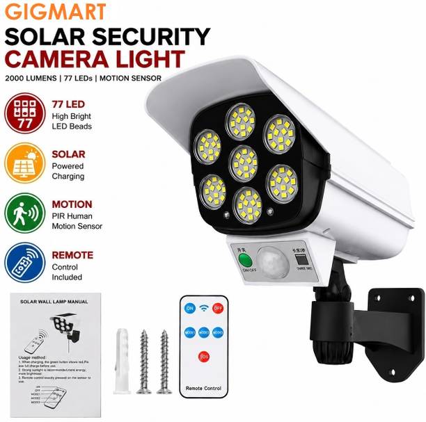 GIGMART Motion Sensor Solar Lights 2000 Lumens 77 LEDs Spotlight With Remote Controller Solar Light Set