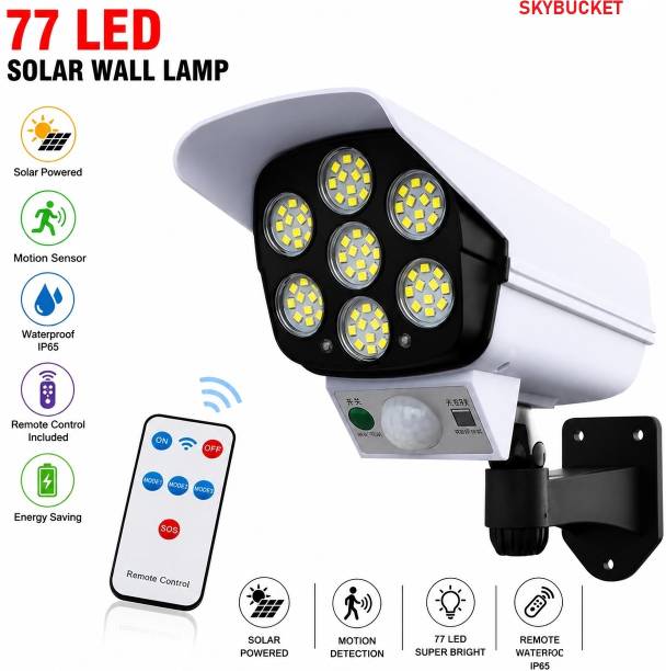 SKYBUCKET Solar Powered 77 LED Security Camera Shaped Light with Remote Waterproof Solar Light Set