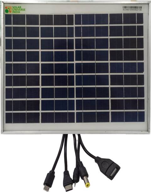 Solar Universe Solar Mobile Charging Kit of Solar Panel (10W) & 5 Pins Mobile Chargers, USB & Battery Terminals - for 12V Battery,Direct Mobile Charging & Science Projects Solar Panel
