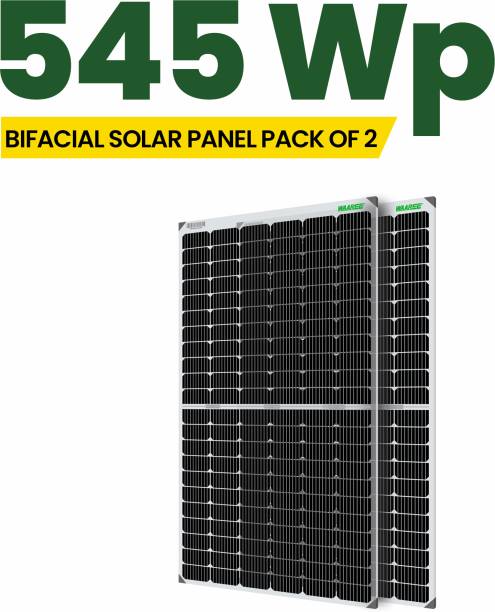 Waaree Solar Panel 545 Watt Mono PERC Bifacial (Pack of 2) 24 Volts 144Cells Dual Glass Solar Panel