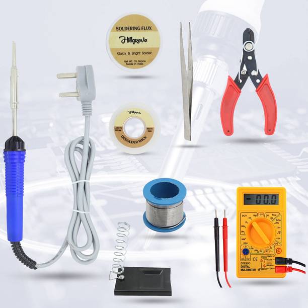 Hillgrove HGCM100M1 Electronic 8in1 Mobile Soldering Iron Kit Set with Digital Multimeter 25 W Simple