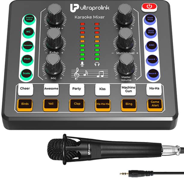 Ultraprolink UM1002 Wireless Karaoke & Live Broadcast Mixer with Condenser Mic,Dual Mic Input Powered Sound Mixer