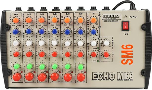 MEDHA D.J. PLUS SM-6 Professional 6 CHANNEL STERIO ECHO Analog Sound Mixer