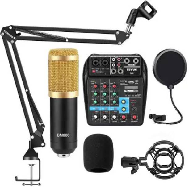 Urban Infotech Professional Song Recording Condenser Microphone Kit with 4 Channel Sound Mixing Audio Interface Full Studio Equipment Mic Setup Digital Sound Mixer