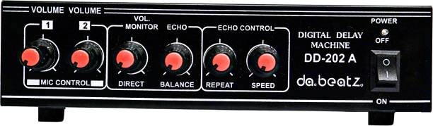 Da.Beatz. Professional Electronic 2 MIC Delay Echo Machine for Parties-(Black) Analog Sound Mixer