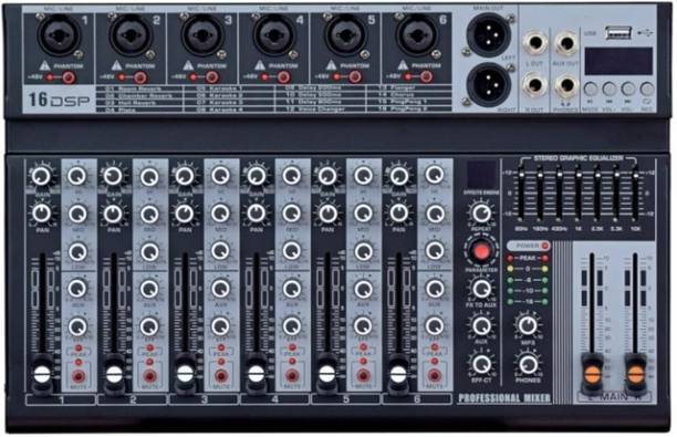 KH Professional 6 Channel Mixer with Mp3 USB Player, Bluetooth, PC Soundcard, Wired DJ Controller
