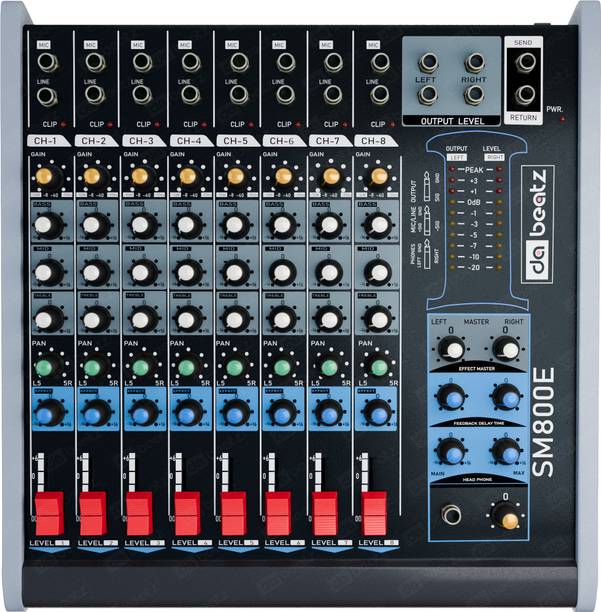 Da.Beatz. 8 Channel SM800E Audio Mixer With Echo for Parties &Other Occasions, Dj mixer 50 W AV Control Amplifier