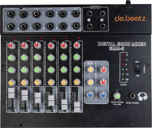 Da.Beatz. 6 Channel Professional Analog Sound Mixer For Special Occasions Black Analog Sound Mixer