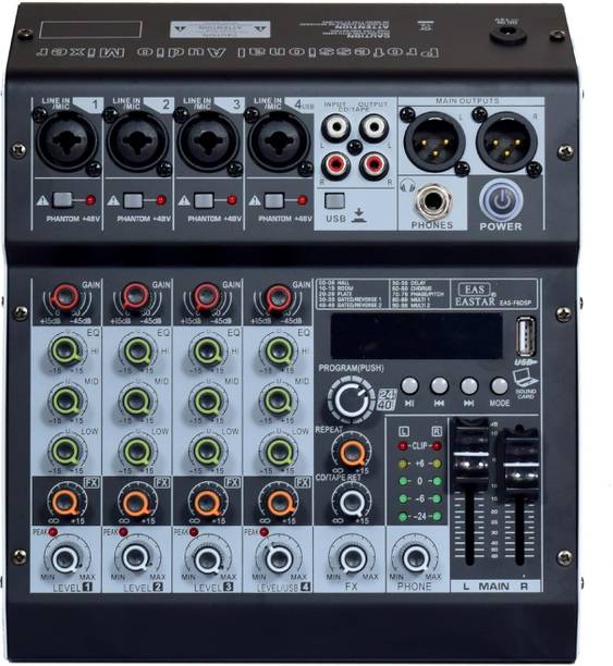 KH Audio Mixer 6 Channel for Stage Live Studio Stereo Recording DJ Stage Powered Sound Mixer