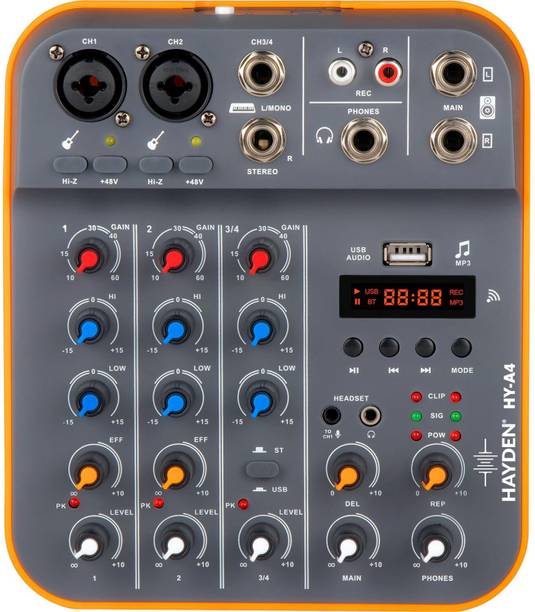 KH 4 Channels Audio Mixer Sound Mixing Console With USB Audio Interface Bluetooth Wired DJ Controller