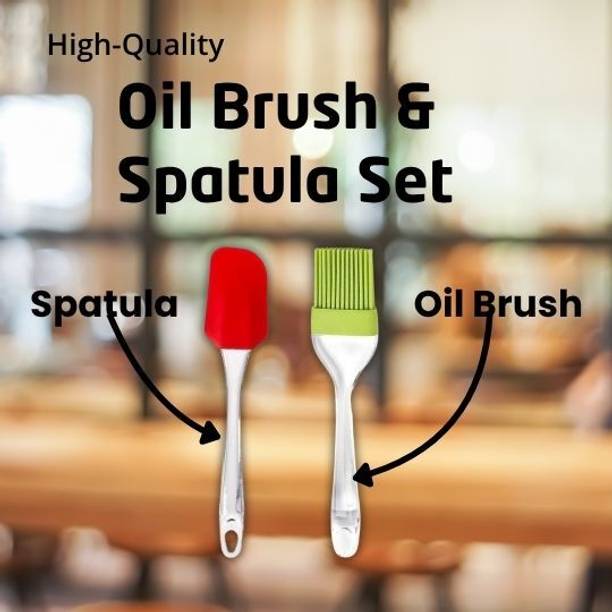 Aurniv Silicone Brush & Spatula Set | Heat Resistant | Non Stick Safe Kitchen Tool Silicone Flat Pastry Brush