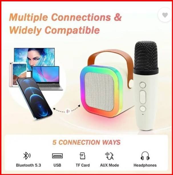 JUGNOO Portable Karaoke Speaker With Wireless Mic Speaker Mount