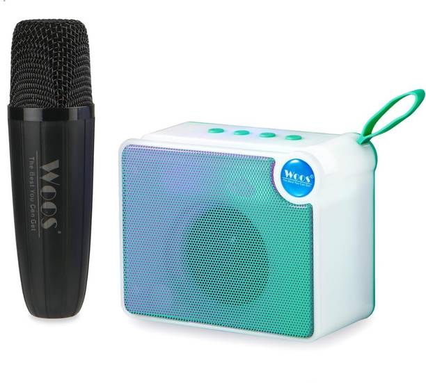 WOOS Colorful Led Light Wireless Karaoke with wireless mic compact design 10 W Bluetooth Home Audio Speaker