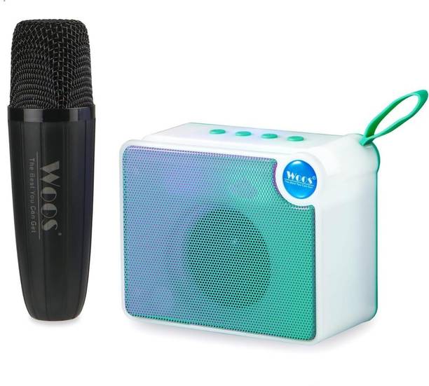 WOOS Colorful Led Light Wireless Karaoke with wireless mic compact design 10 W Bluetooth Home Audio Speaker