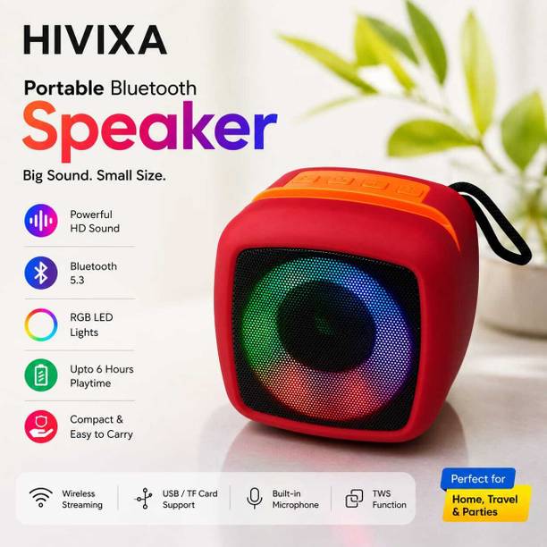 Hivixa Mini Portable 5W Bluetooth Speaker with RGB LED Lights & Built-in Mic 5 W Bluetooth Home Audio Speaker