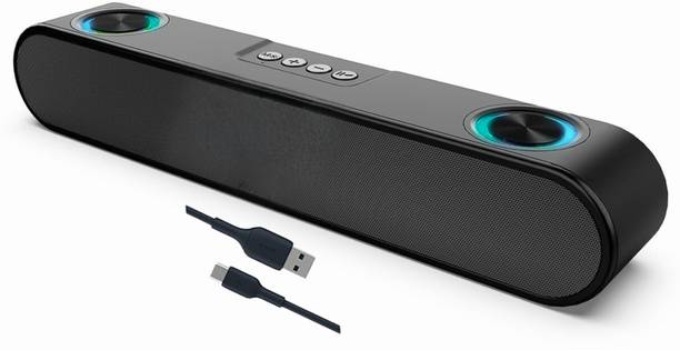 VOIZO 3D sound Soundbar with RGB Lights, Long Battery, TWS, AUX/USB, high bass, slim 10 W Bluetooth Home Theatre