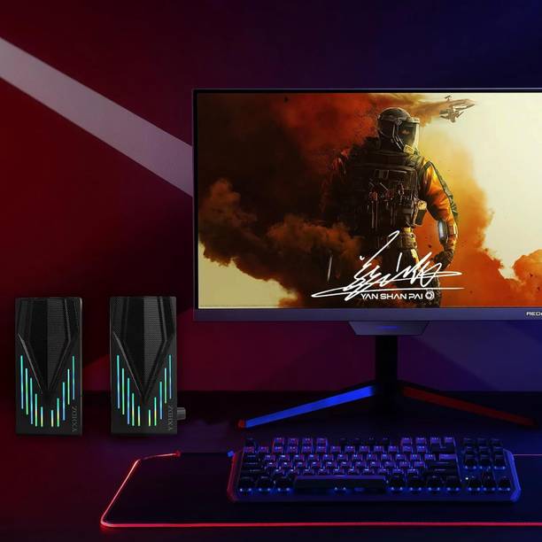 WOOS Compact USB RGB Multimedia Speakers 2×3W with AUX Input for PC & Mobile 20 W Bluetooth Laptop/Desktop Speaker