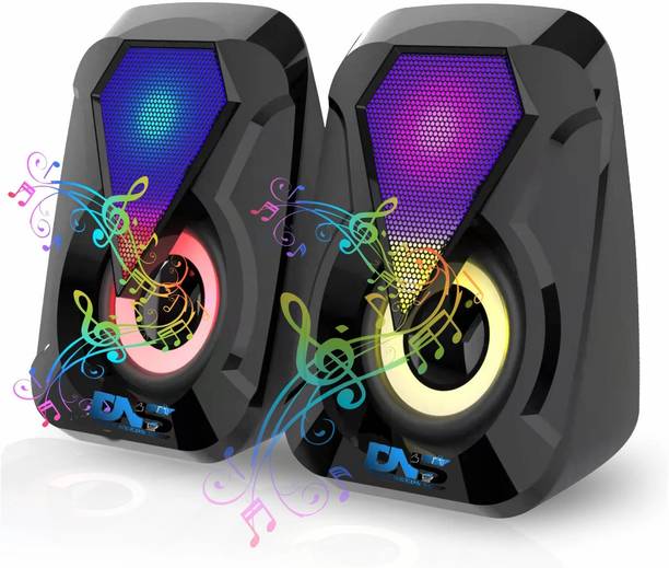 Daily Needs Shop Colourful LED Light Music Speaker With Full Power Sound Bass 3 W Laptop/Desktop Speaker