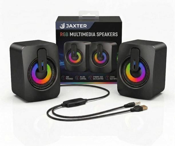 JAXTER RGB Multimedia computer PC Desktop Laptop Speakers Stereo Surround USB Powered 6 W Laptop/Desktop Speaker