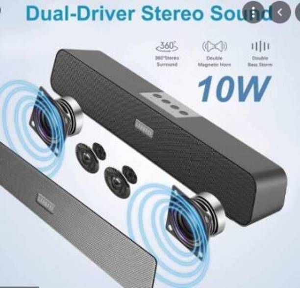 ZSIV Dj Bass Bar Studio Bluetooth Soundbar Moviebar Party Light With High Powerful Sound Quality With Powerful Bass D Card,Aux,Pendrive, ,Calling Supported Speaker Music has the power to invoke feel-good types of feelings in a person. You can experience these feelings by listening to songs from different regions and countries on this speaker. It is compact and lightweight. You can even wirelessly connect a compatible device to it via Bluetooth, and sink in the tunes of your favourite artists. You can also connect devices via the USB port and AUX port. To top it off, it also comes with an LED display. 10 W Bluetooth Laptop/Desktop Speaker