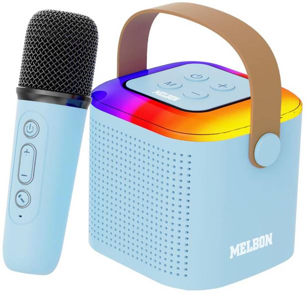 Melbon Mini Vocal Bluetooth Speaker| 4 Magic Voice Effect| Wireless Mic| Colorful Light 6 W Bluetooth Speaker
