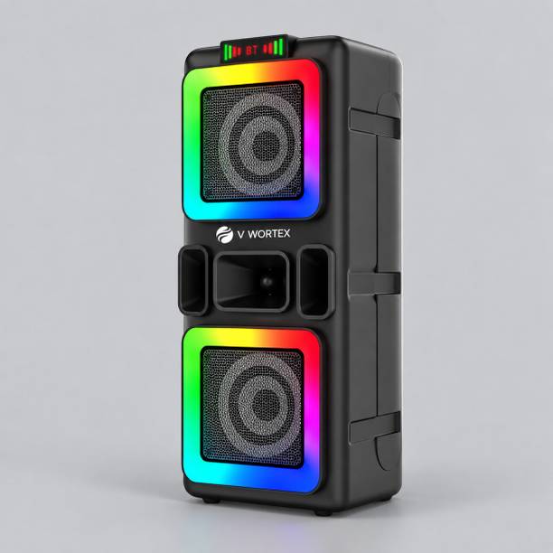 V WORTEX Party Speaker with Wireless Mic | Boom Box Speaker | RGB Lights | Deep Bass| 40 W Bluetooth Speaker