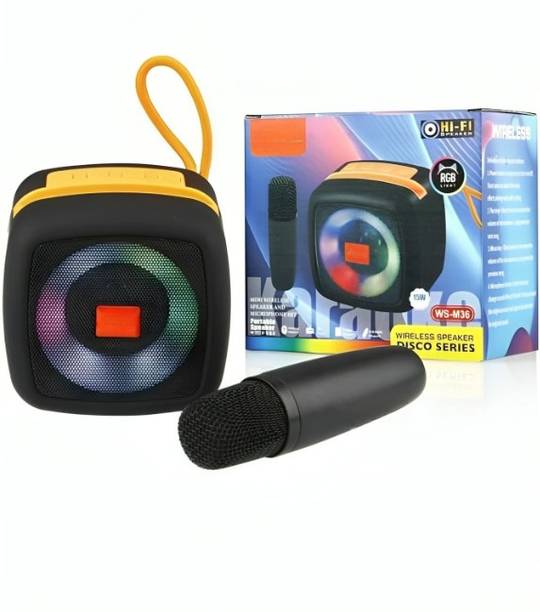 KSD Portable 15W RGB Karaoke Speaker – Wireless Mic & Deep Bass | 1800mAh Power 15 W Bluetooth Speaker
