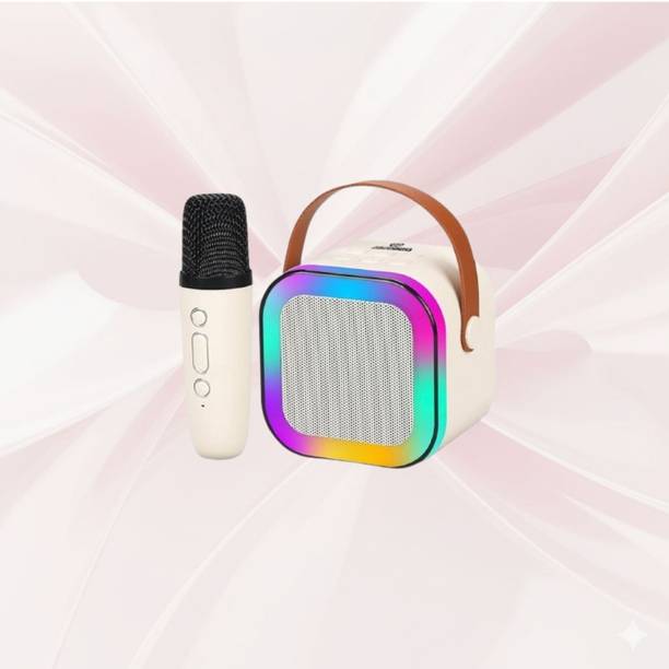 NAMAN Rechargeable Mini Singing Speaker with LED Lights, Mic 5 W Bluetooth Speaker