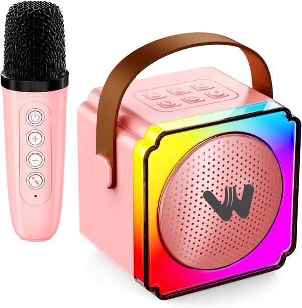 WOOS Dynamic RGB Lights, Wireless Microphone, AUX USB TF Input Karaoke Speaker 7 W Bluetooth Speaker