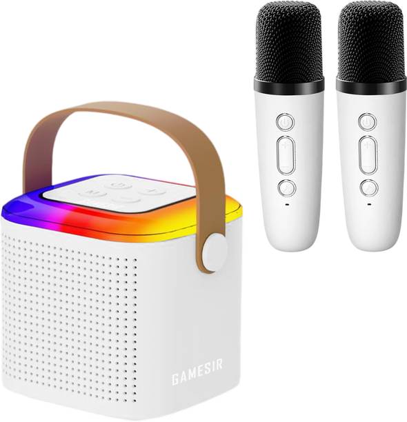 GameSir Mini Vocal Speaker with 2 Wireless handheled Microphones with 5 magic voices 10 W Bluetooth Speaker