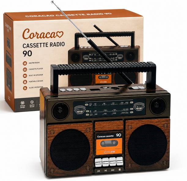 Coracao Vintage Retro FM Radio with Bluetooth, USB/TF Playback & Built-in Speaker 8 W Bluetooth Speaker
