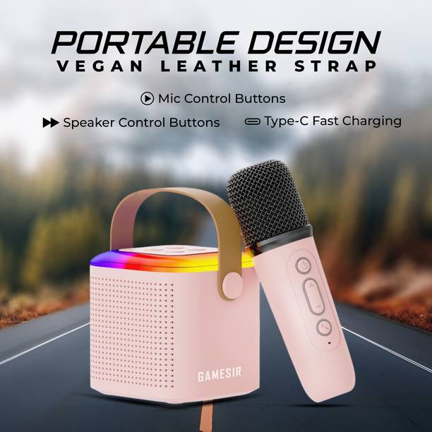 GameSir Mini Vocal Speaker with Dual Mic Wireless Microphones with 5 magic voice 10 W Bluetooth Speaker