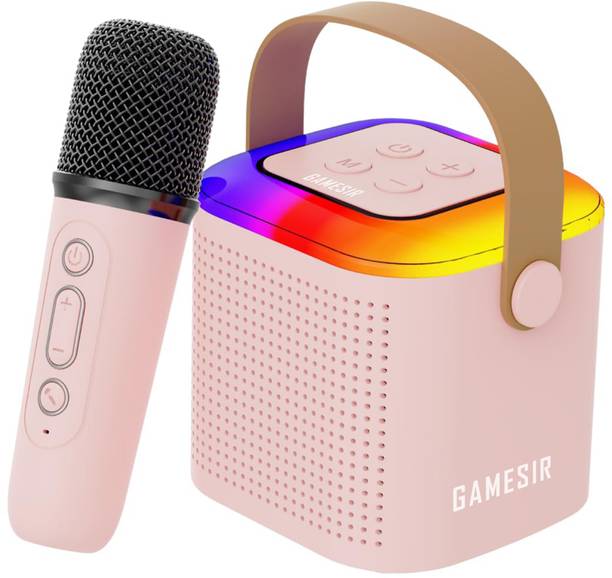GameSir Mini Vocal Speaker with 2 Wireless handheled Microphones with 6 magic voice 10 W Bluetooth Speaker