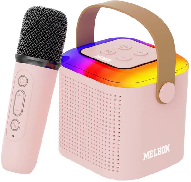Melbon Mini Bluetooth Speaker| 4 Magic Voice Effect|1 Pair Wireless Mic| Colorful Light 6 W Bluetooth Speaker
