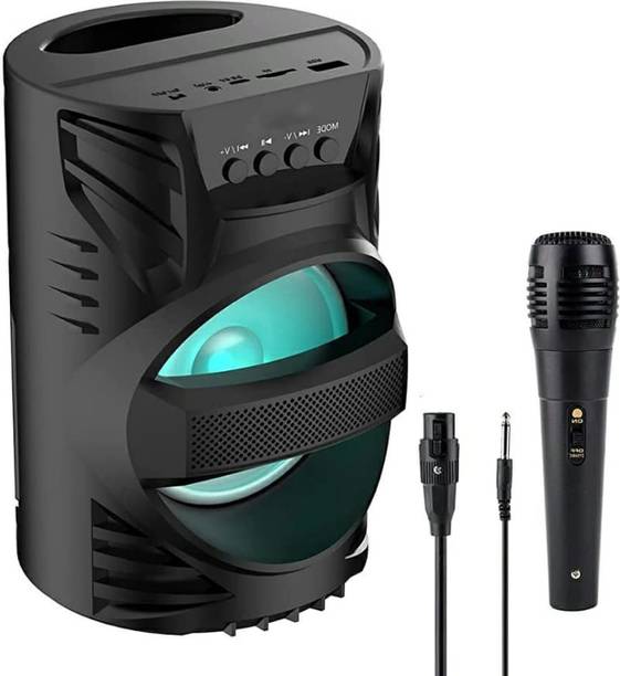 RECTITUDE Wireless Speaker 5.0, Wired Mic with HD and Rich Bass, RGB Light Carry Handle 6 W Bluetooth Speaker