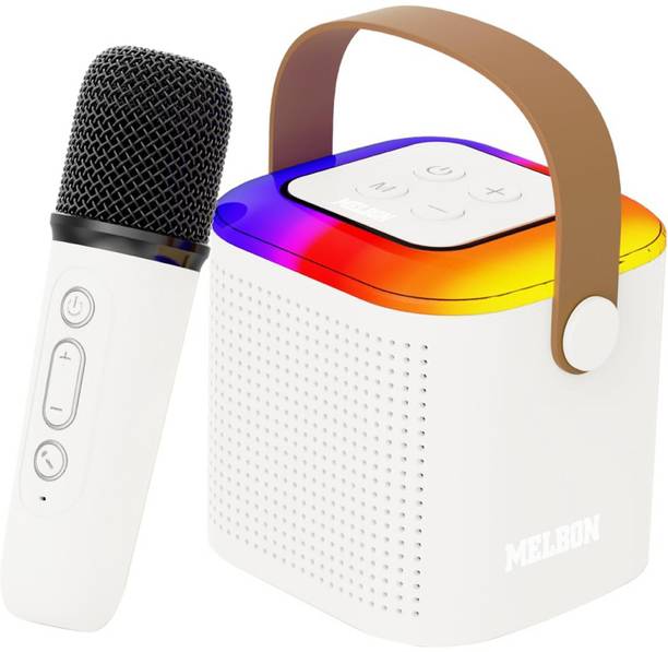 Melbon Mini Bluetooth Speaker| 4 Magic Voice Effect|1 Pair Wireless Mic| Colorful Light 6 W Bluetooth Speaker