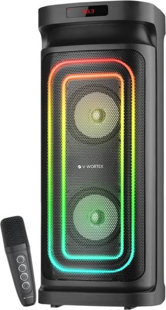 V WORTEX Party Speaker with Wireless Mic | Boom Box Speaker | RGB Lights | Deep Bass| 50 W Bluetooth Speaker