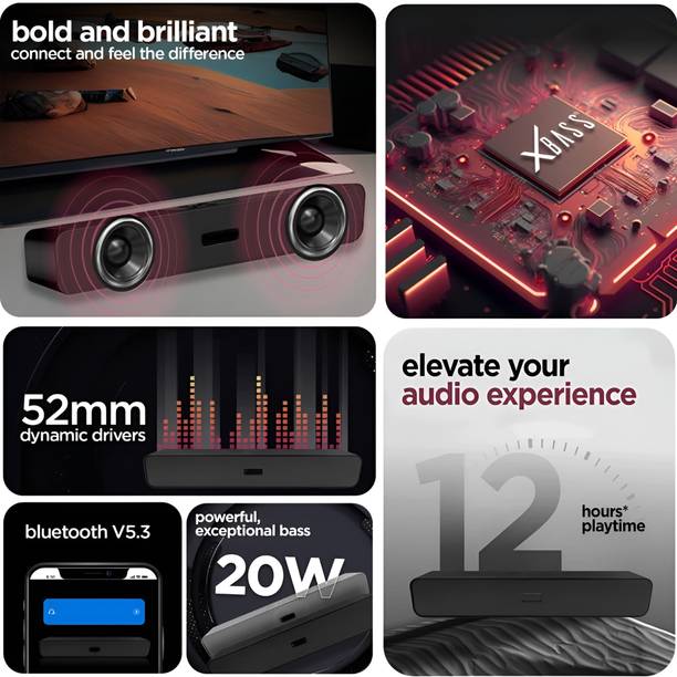 BVEXO High Sound Quality tv Sound Bar with detachable subwoofer SoundBar surround 20 W Bluetooth Speaker