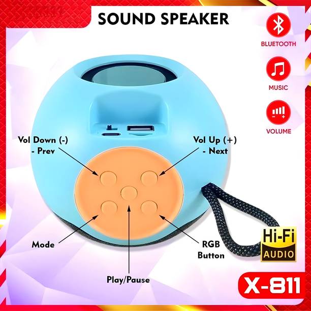 XVEP X-811 With Heavy Bass and Led Light Small Sound Outdoor Portable Speaker 5 W Bluetooth Speaker
