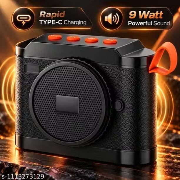 F FERONS CLICK-425 Netuon powered,TYPE-C CHARGING RETRO CAMERA DESIGN PORTABLE WIRELESS 9 W Bluetooth Speaker