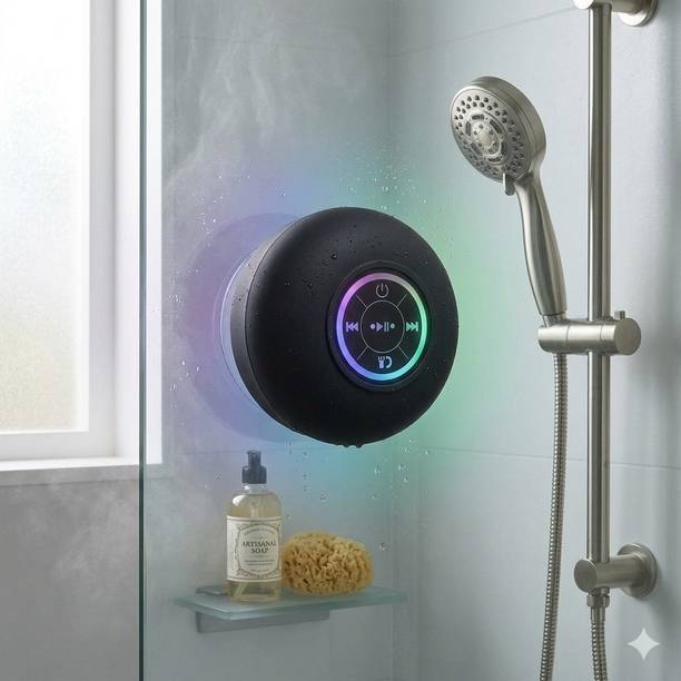 YESMALL LED Light Bluetooth Shower Speaker with Strong Suction Mount 3 W Bluetooth Speaker