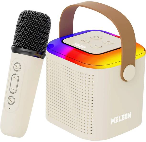 Melbon Mini Bluetooth Speaker| 4 Magic Voice Effect|1 Pair Wireless Mic| Colorful Light 6 W Bluetooth Speaker